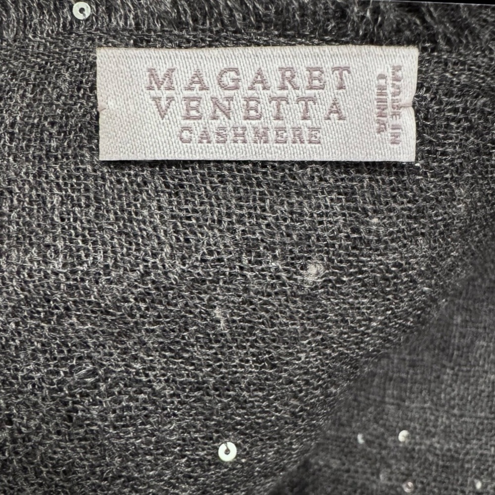 🆕💕Venetta Cashmere Scarf Sheer Sequins & Frayed Edges • DRK GREY • UNISEX • NWOT - Picture 4 of 5